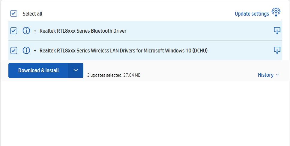 HP Manufacturer website