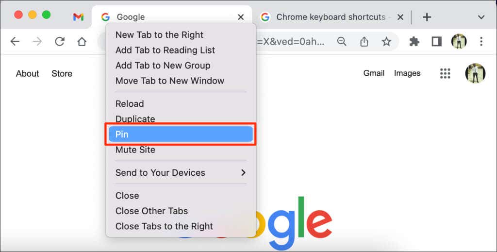 03-pin-tab-chrome-keyboard - Online Tech Tips How to Pin a Tab in Google Chrome image 3
