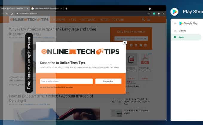 03-use-split-screen-on-chromebook - Online Tech Tips Method 1: From the Overview Screen image