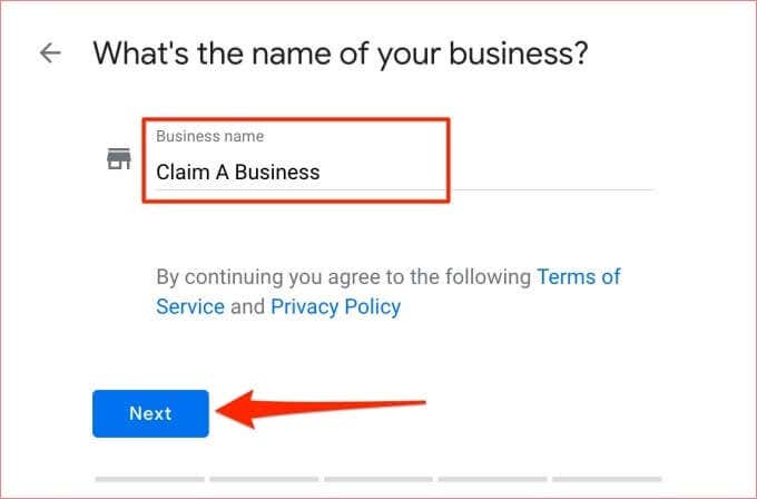 10-enter-business-name - Online Tech Tips How to Claim a Business on Google image 11