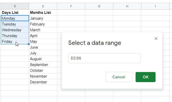 10-select-range - Online Tech Tips How to Use Google Sheets Drop Down Lists image 11
