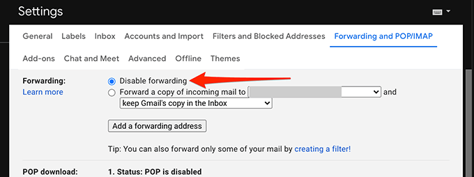 11-gmail-disable-forwarding - Online Tech Tips How to Fix Gmail When It’s Not Receiving Emails image 12