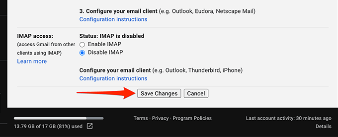 12-gmail-save-changes - Online Tech Tips How to Fix Gmail When It’s Not Receiving Emails image 13