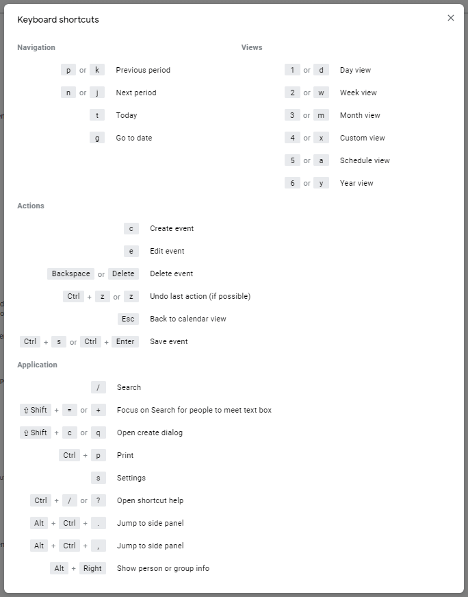 14ShortcutList - Online Tech Tips 23 Handy Google Calendar Keyboard Shortcuts image 15