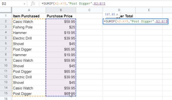4-sum-column - Online Tech Tips How to Use SUMIF in Google Sheets image 5