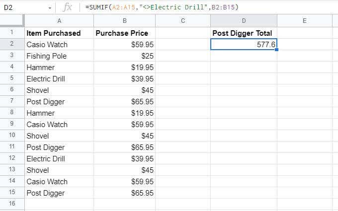 7-summed-items - Online Tech Tips How to Use SUMIF in Google Sheets image 8