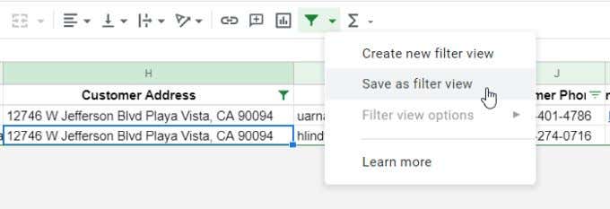 8-save-as-filter-view - Online Tech Tips How to Filter in Google Sheets image 9
